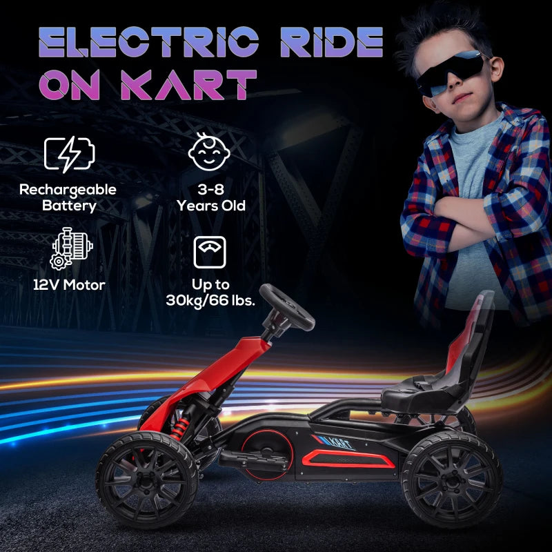 Red Kids Electric Go Kart with Rechargeable Battery - 2 Speeds