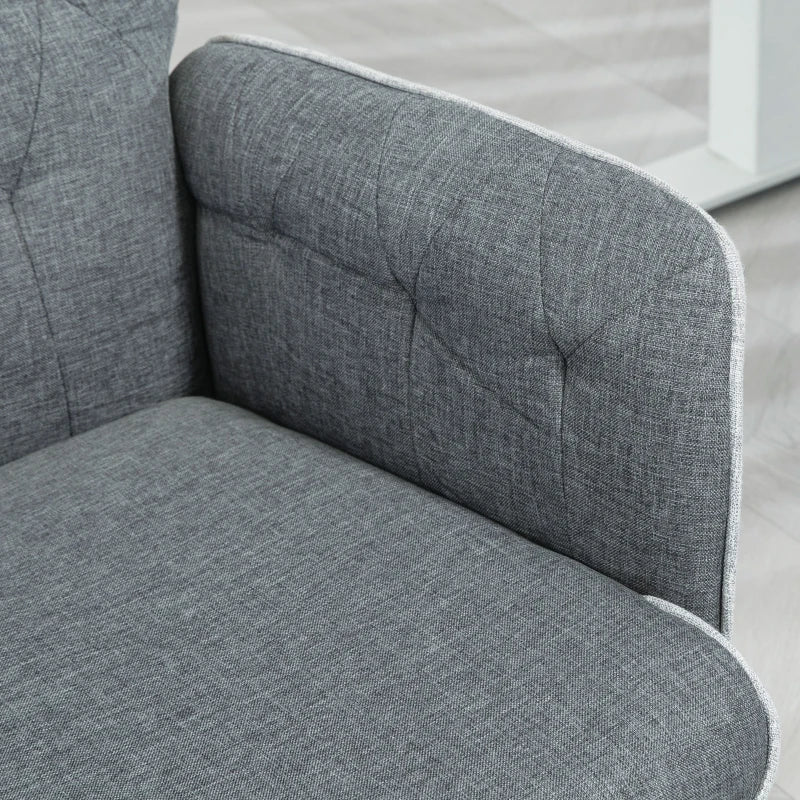 Dark Grey Linen Swivel Computer Chair with Armrest & Adjustable Height