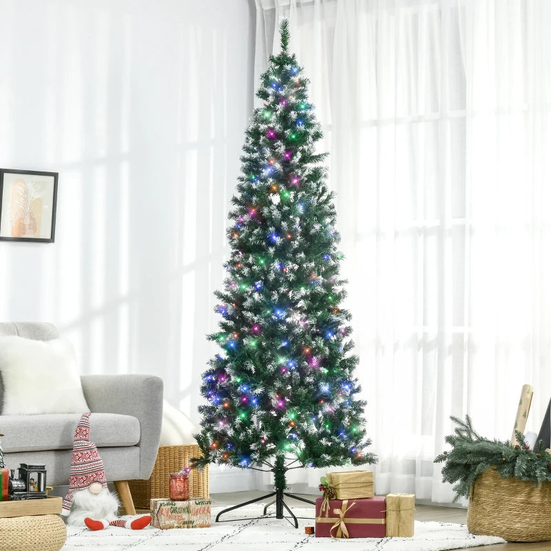 7FT Tall Pre-lit Slim Green Christmas Tree with 350 LED Lights