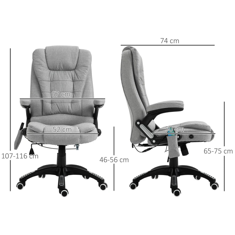 Light Grey Ergonomic Massage Office Chair with Heated Back Support