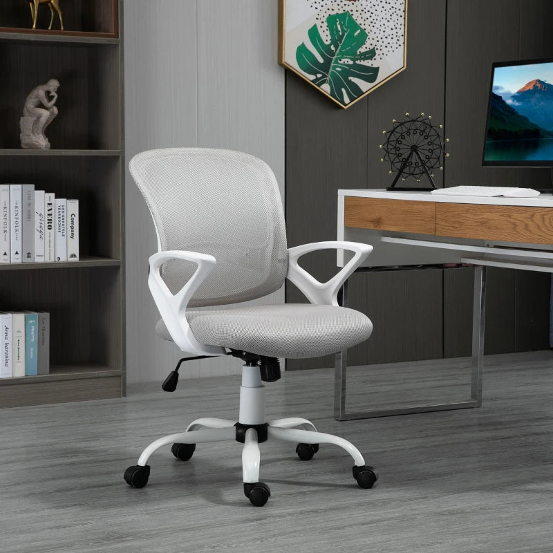 Grey Mesh Office Chair with Lumbar Support & Adjustable Height