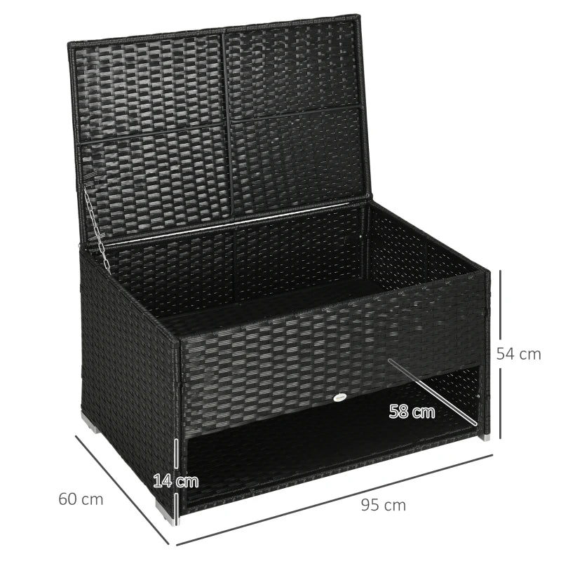 Black Rattan Outdoor Storage Box with Shoe Layer