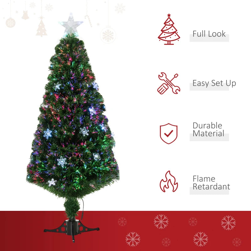 5FT Green Fiber Optic LED Christmas Tree - Holiday Home Xmas Decoration