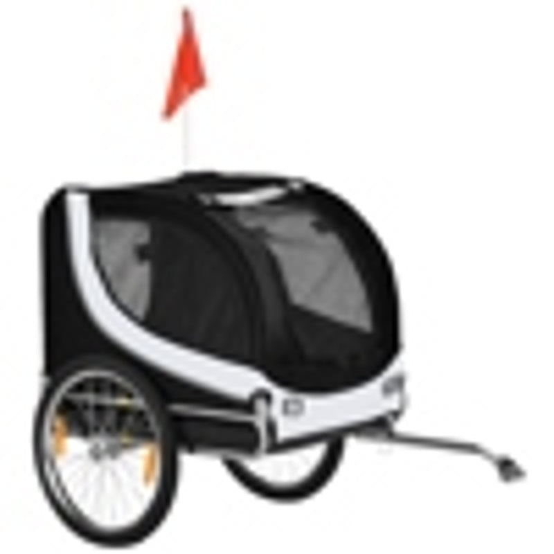 Steel Dog Bike Trailer Pet Carrier for Bicycle - White/Black