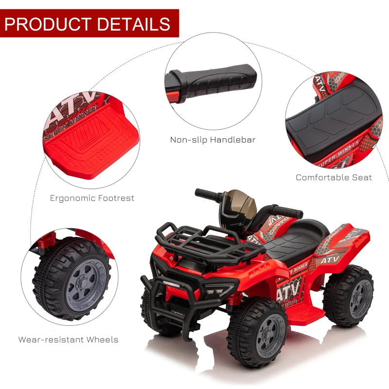 Red Kids Electric Ride-On Quad Bike with Music | 18-36 Months