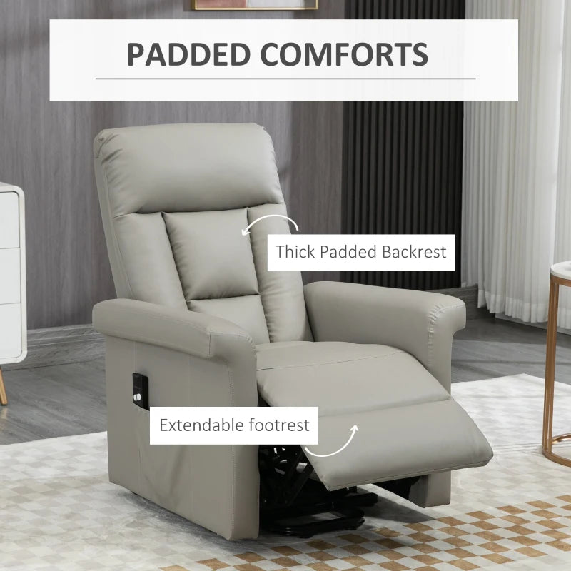 Grey Power Lift Recliner Chair for Elderly with Remote Control