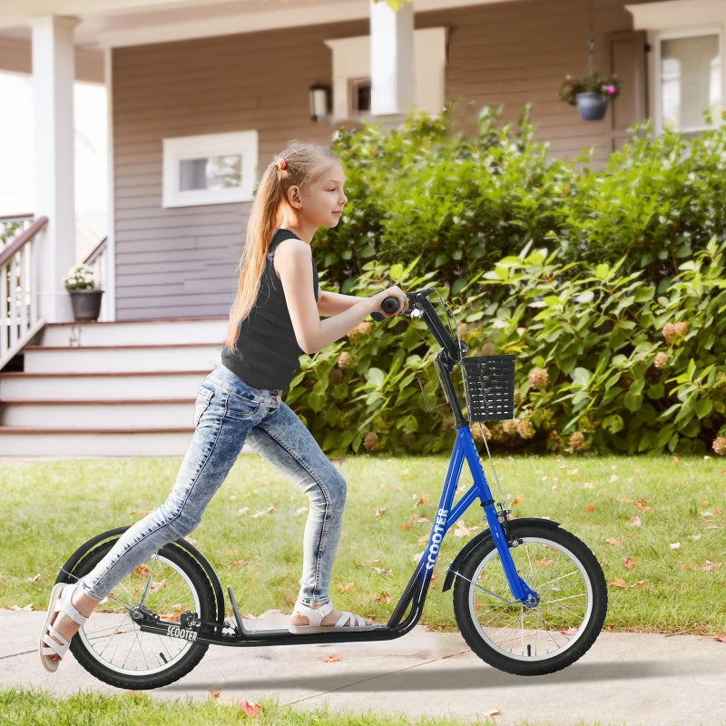 Blue Kids Scooter with Adjustable Handlebars - Ages 5-12