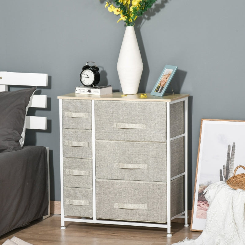 Vertical 7-Drawer Linen Storage Cabinet - White/Light Grey