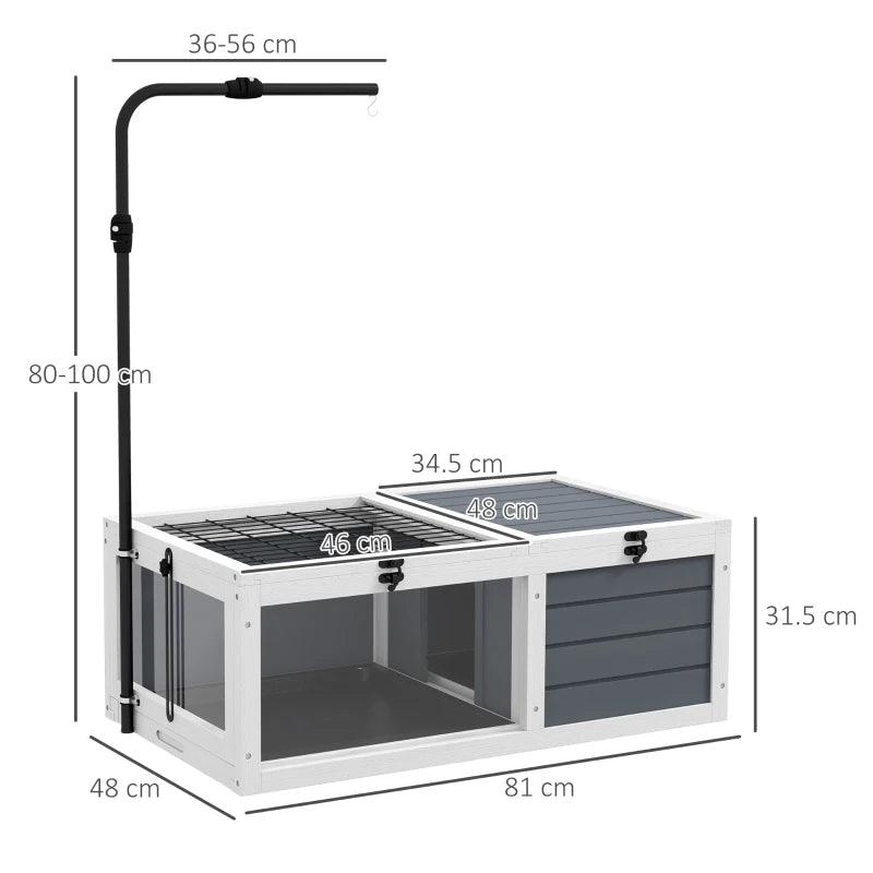 Grey Tortoise Table with Adjustable Lamp Holder and Pull-Out Trays