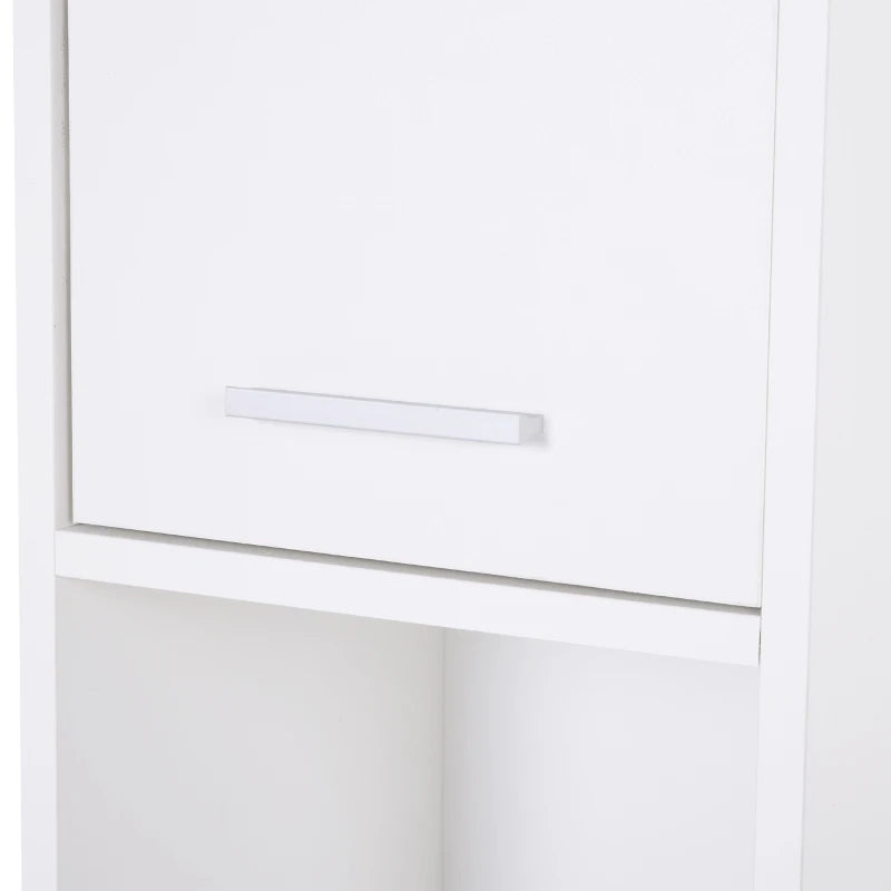 White Slim Tall Bathroom Storage Cabinet with Door & Shelves