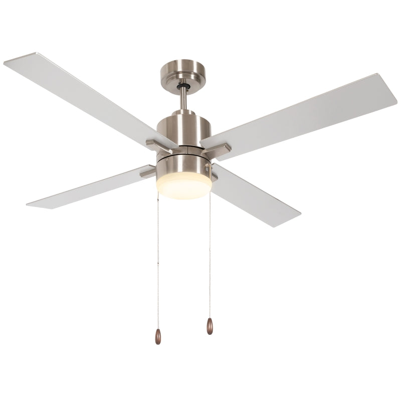 Silver & Natural Tone LED Ceiling Fan with Reversible Blades