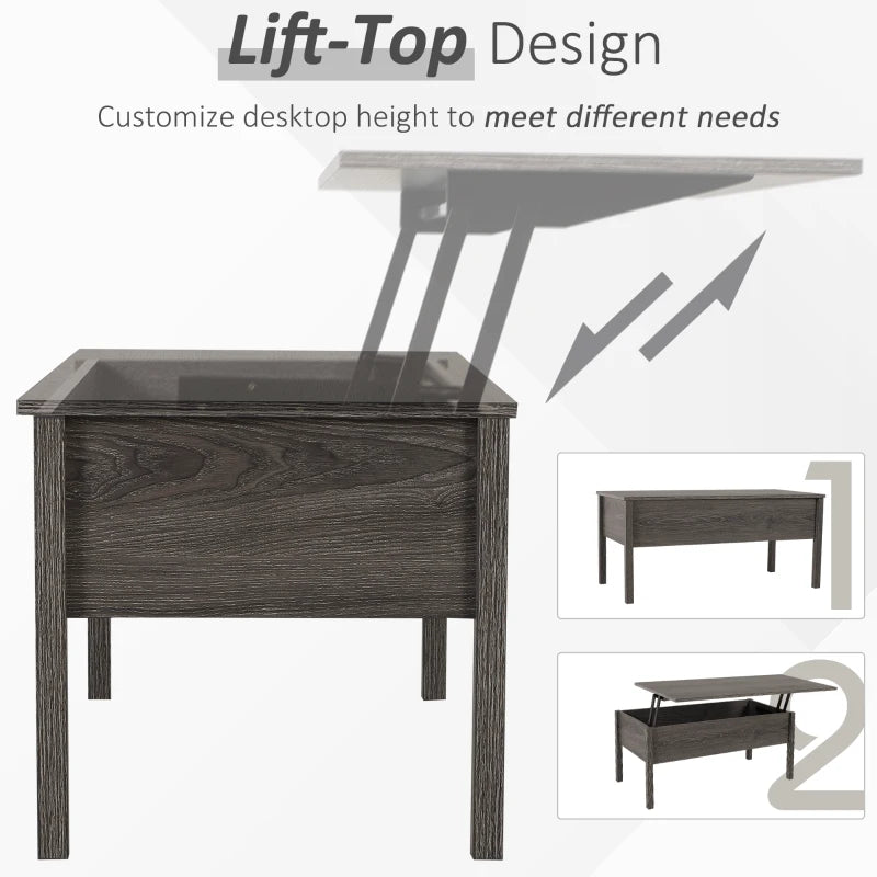 Tan Lift Top Coffee Table with Hidden Storage, 98cm Wide