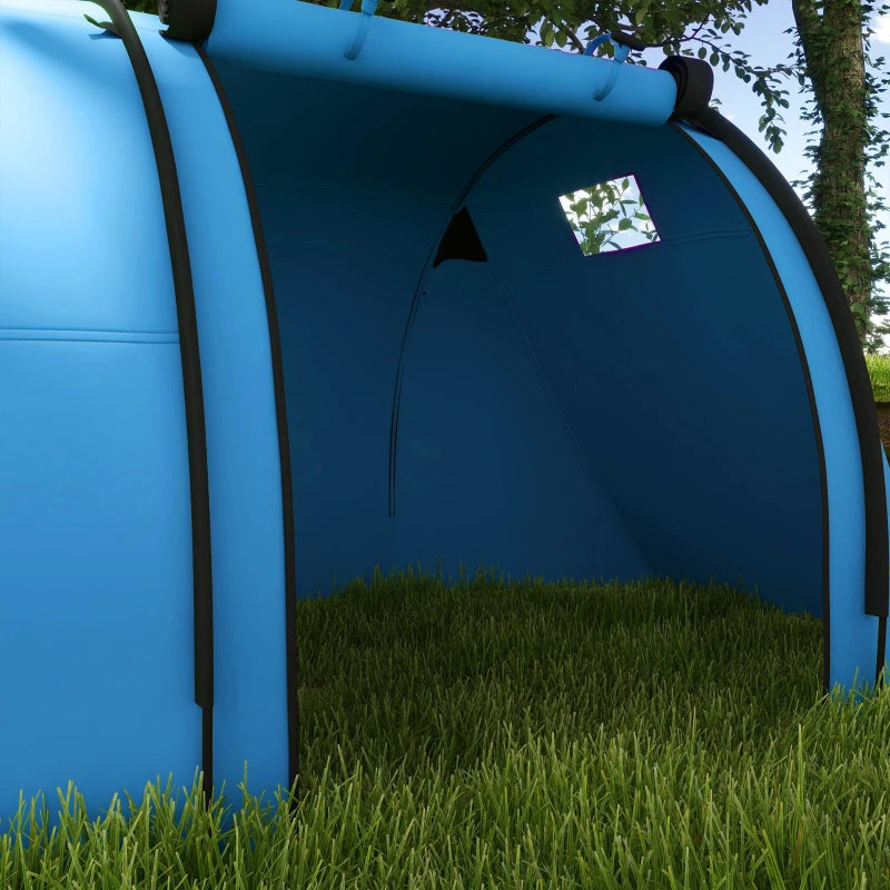 4-Person Sky Blue Tunnel Tent with Accessories