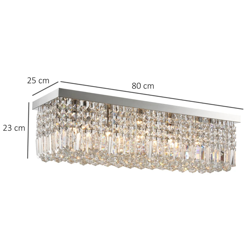 Silver Square Crystal Ceiling Light Fixture