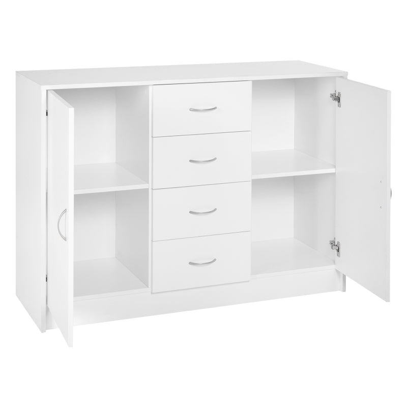 White Four-Drawer Storage Cabinet with Two Doors for Kitchen & Living Room