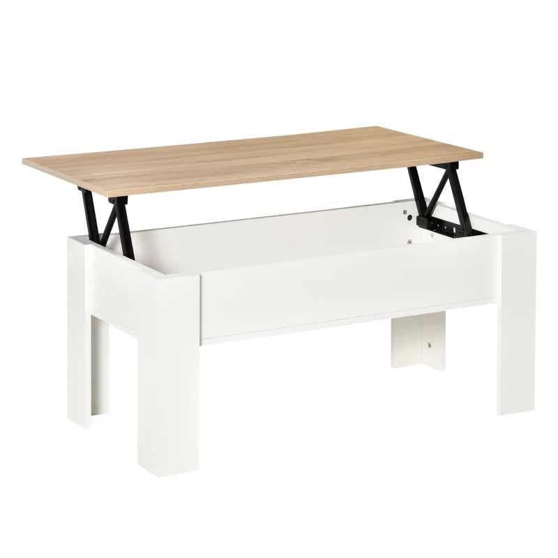 Modern White Lift-Top Coffee Table with Hidden Storage