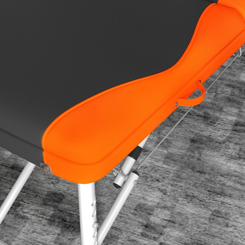 Foldable Black and Orange Massage Table for Salon and Spa