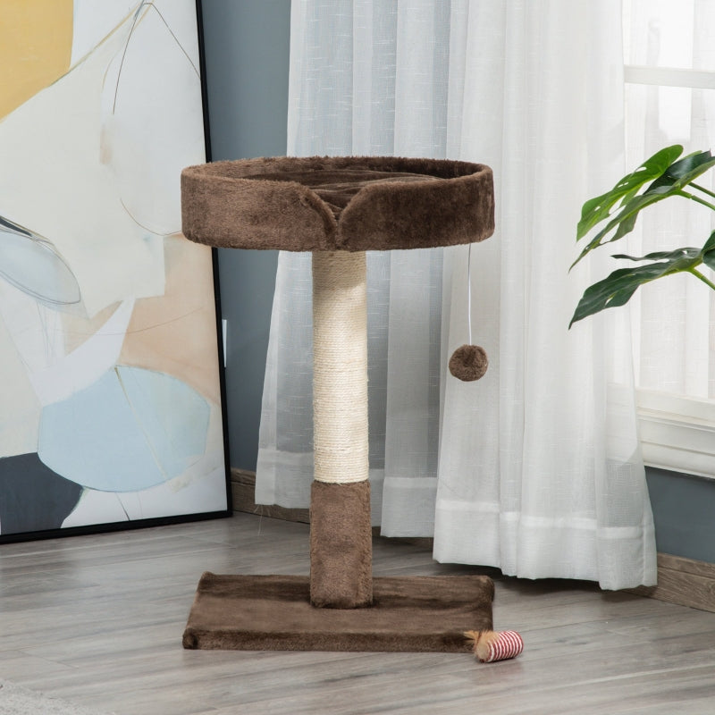 Brown Cat Tree with Sisal Scratching Post & Kitten Bed, 45x45x70 cm