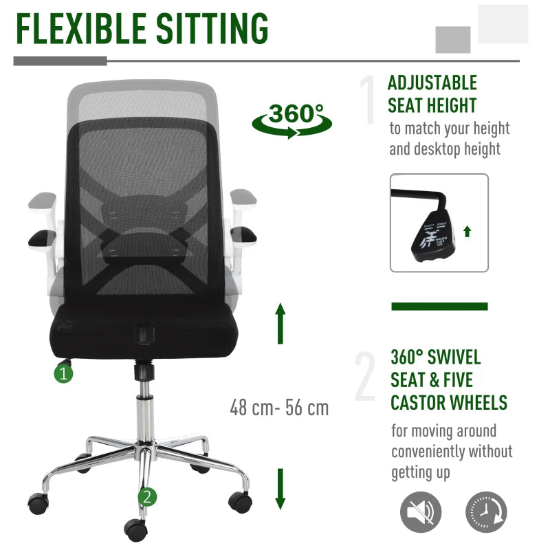 Black Mesh Swivel Office Chair with Folding Back