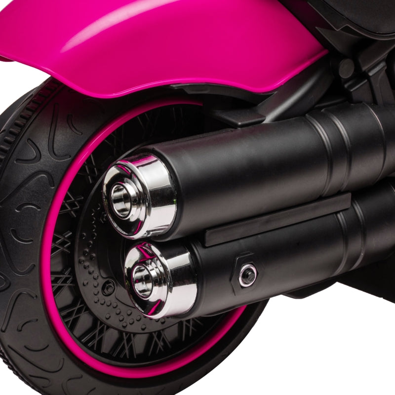 Kids Pink Electric Motorbike with Training Wheels - Easy Start