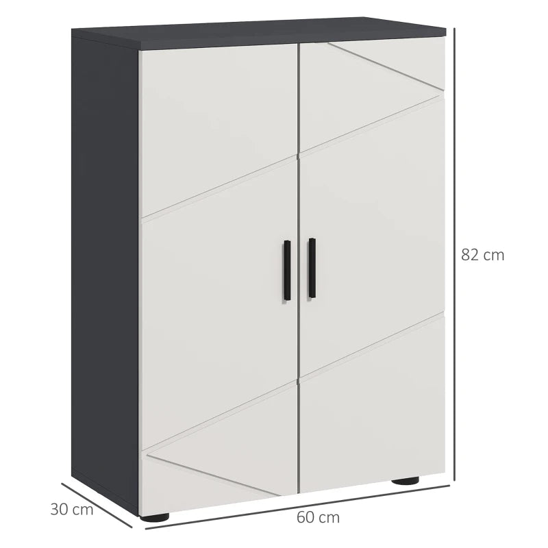 Grey Bathroom Storage Cabinet with 2 Doors and Adjustable Shelves