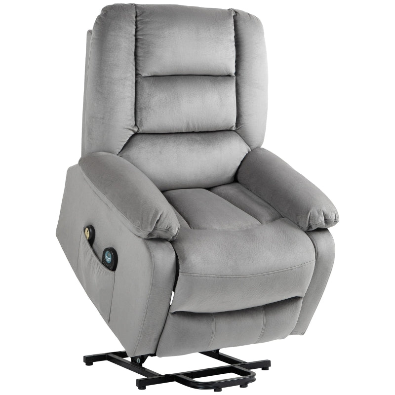 Grey Electric Massage Recliner Chair with Heat and Side Pocket