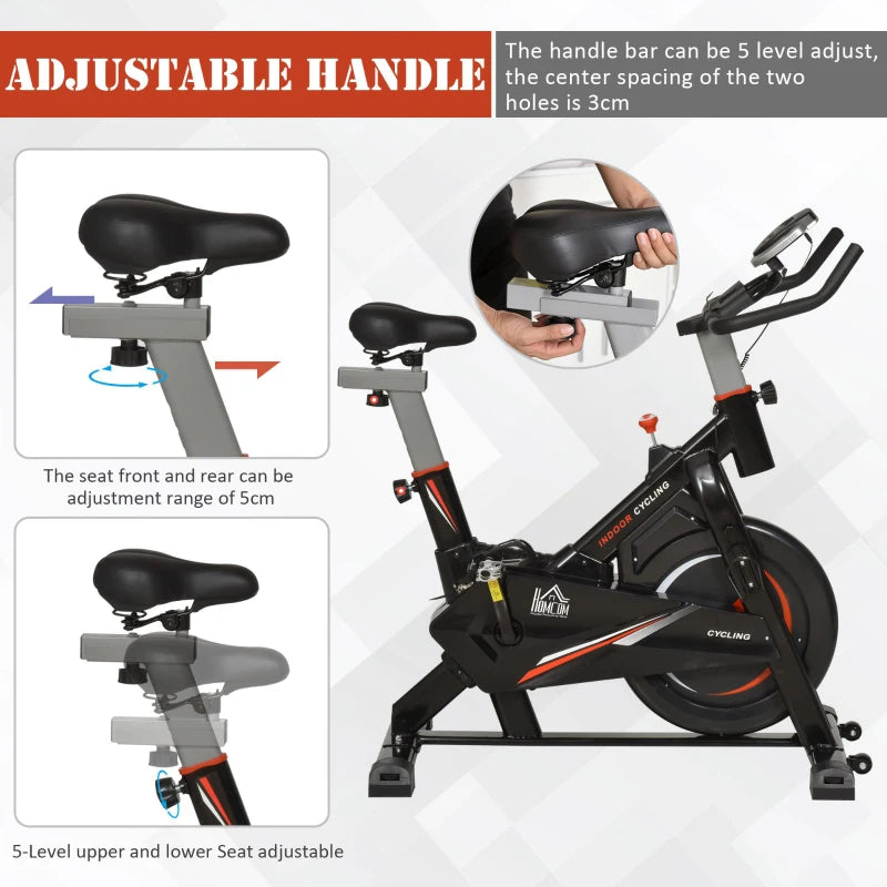 Black Stationary Exercise Bike with Adjustable Resistance and LCD Monitor