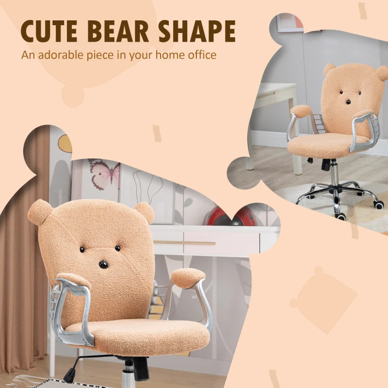 Brown Bear Shape Office Chair with Teddy Fleece Fabric