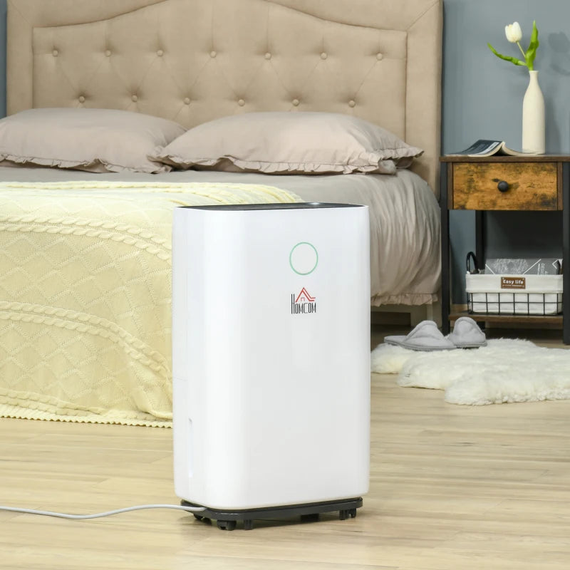 Compact 20L Home Dehumidifier - White LED Screen, Sleep Mode, 24H Timer