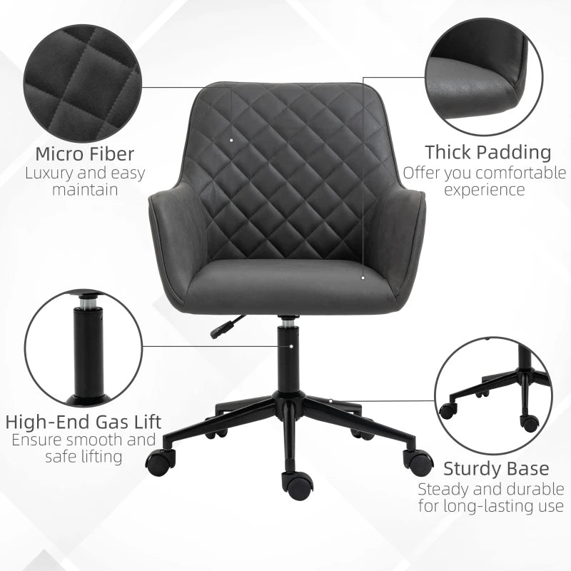 Grey Fabric Swivel Office Chair with Adjustable Height