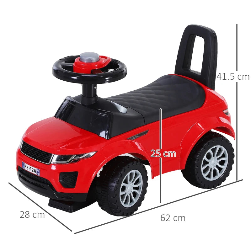 Red Toddler Ride-On Car with Horn and Storage