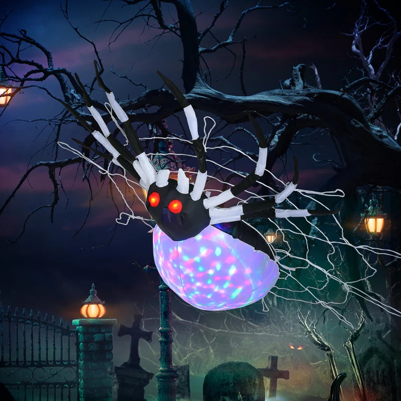 5FT Long Hanging Halloween Inflatable Spider with LED Lights - Outdoor Garden Display