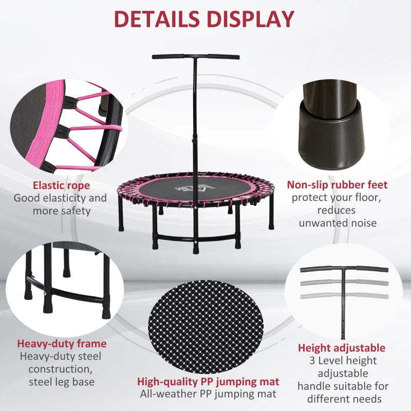 45" Pink Round Mini Trampoline with Adjustable Handle