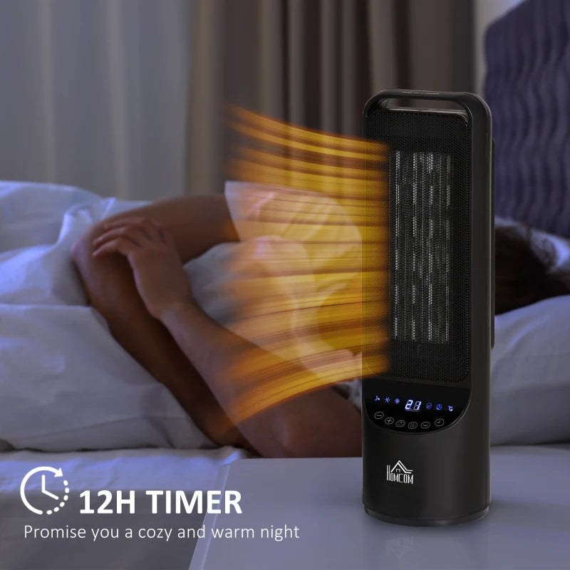 Black Ceramic Fan Space Heater with Remote Control