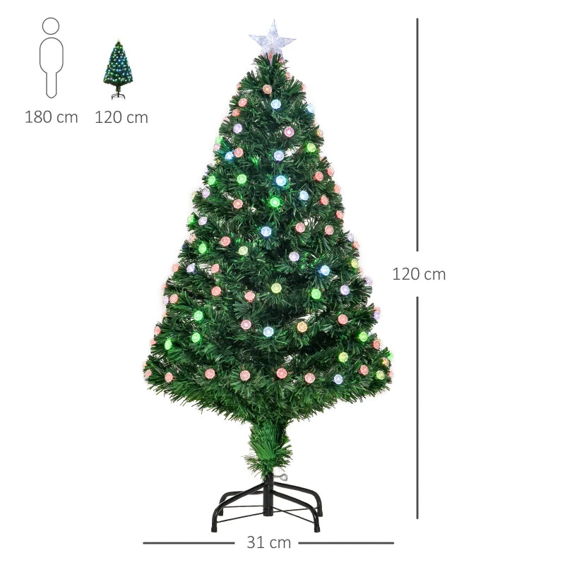 4FT Pre-Lit Green Christmas Tree with Fibre Optic LED Lights