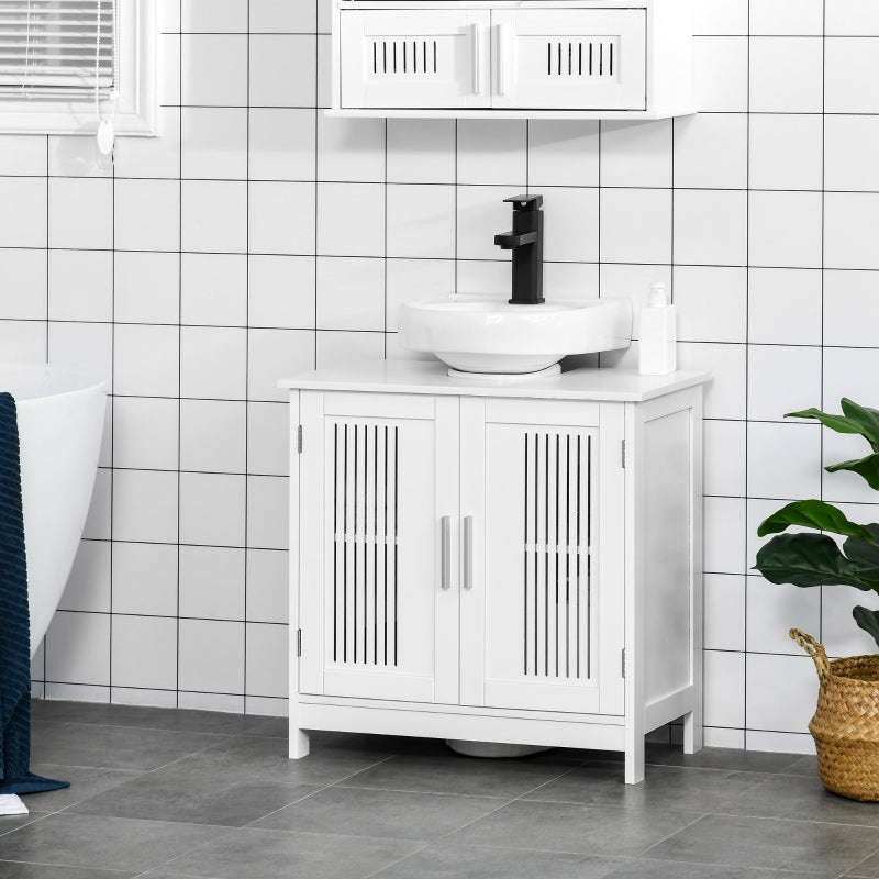 White Under Sink Bathroom Cabinet with 2 Doors