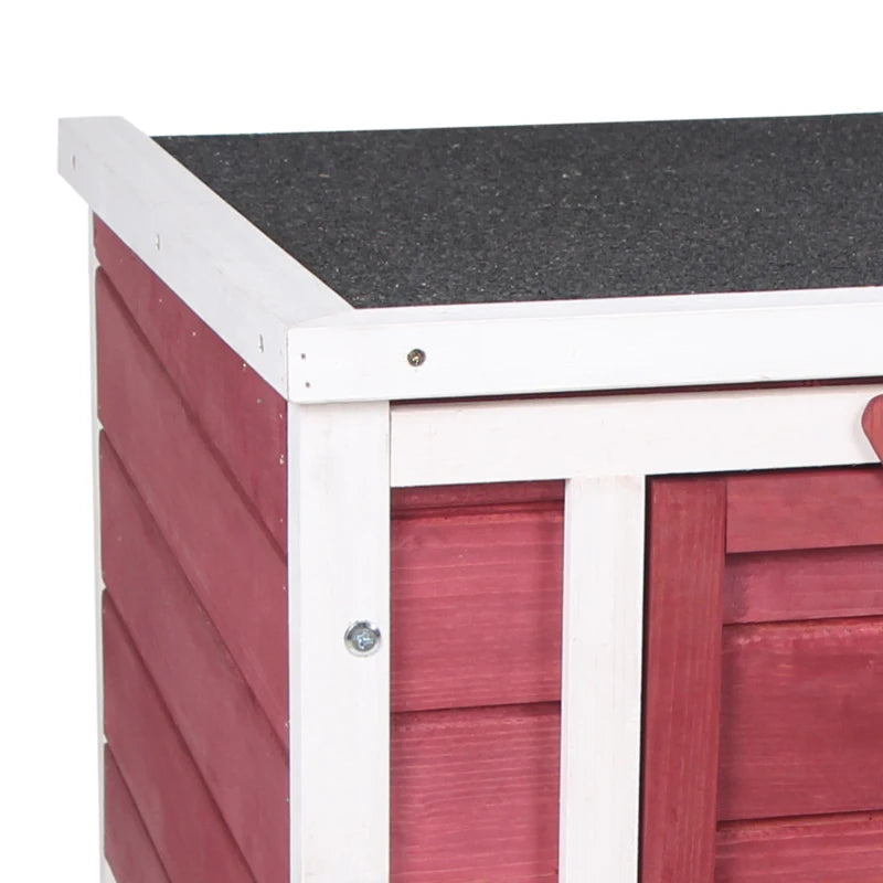 Red Wooden Rabbit Hutch 51 x 42 x 43 cm by