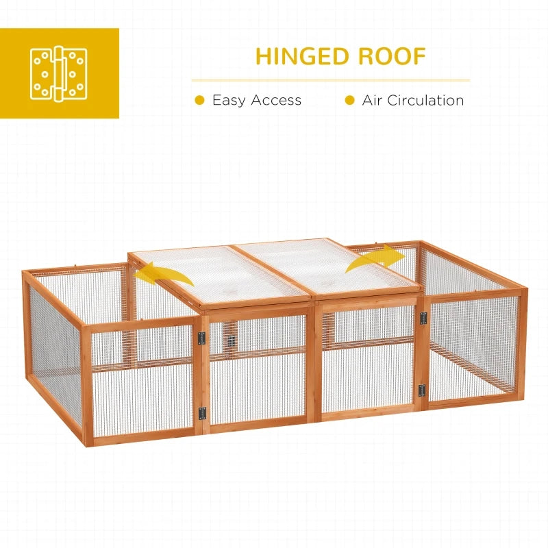 Wooden Rabbit Run Cage 6ft with Wire Mesh, Openable Roof, Outdoor Play Space - 181 x 100 x 48 cm