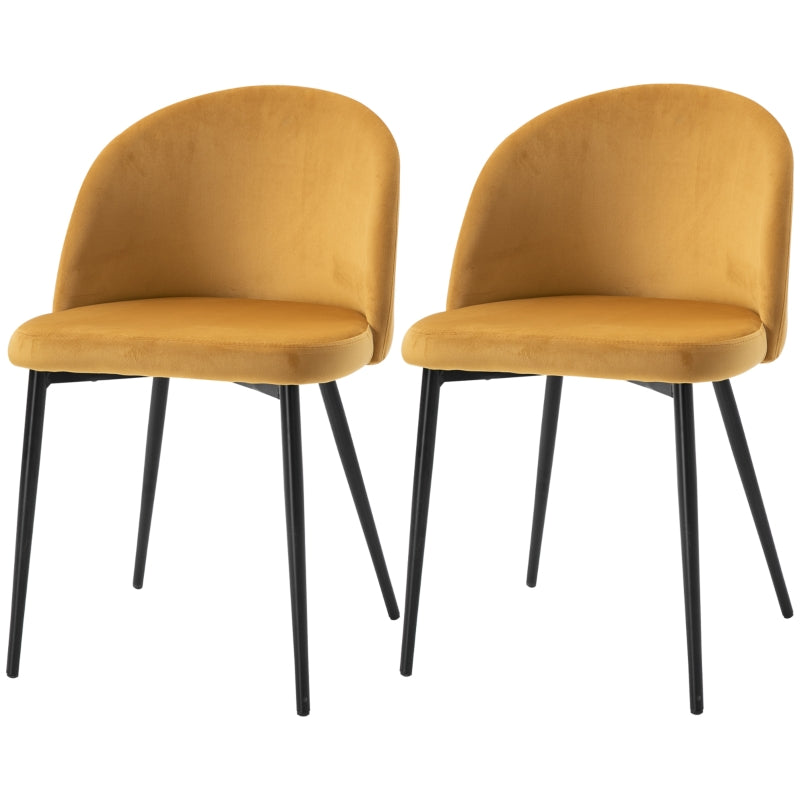 Yellow Fabric Dining Chairs Set of 2 - Contemporary Office Kitchen Seating