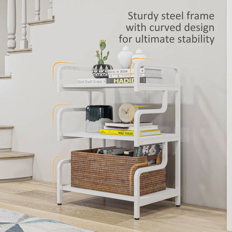 White 3-Tier Printer Stand with Storage Shelves, 55 x 40 x 77cm