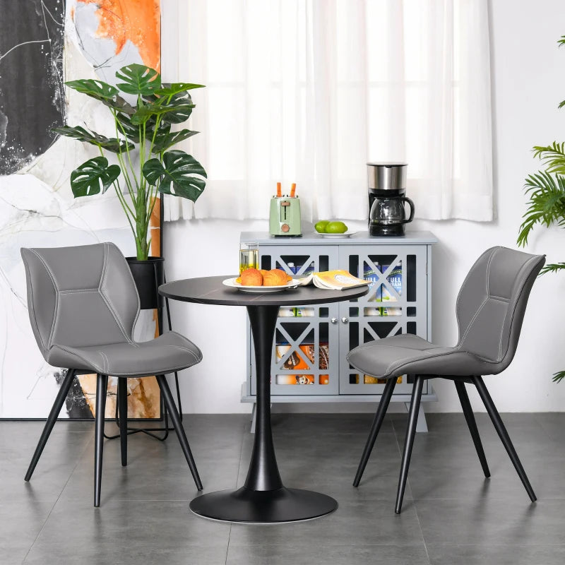 Grey PU Leather Racing-Style Dining Chairs Set of 2