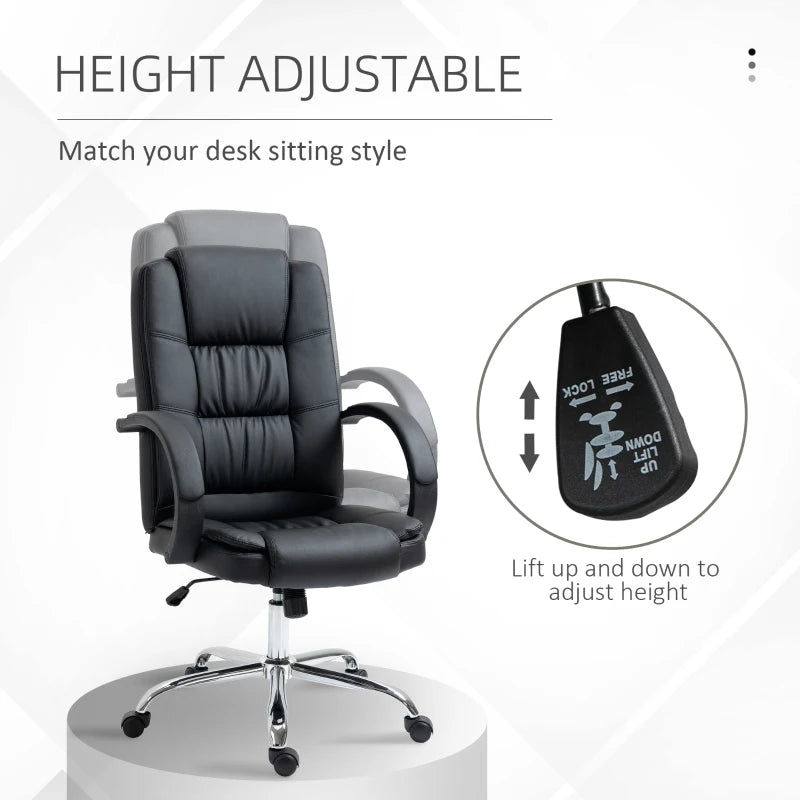 Black PU Leather Office Swivel Chair with Adjustable Height