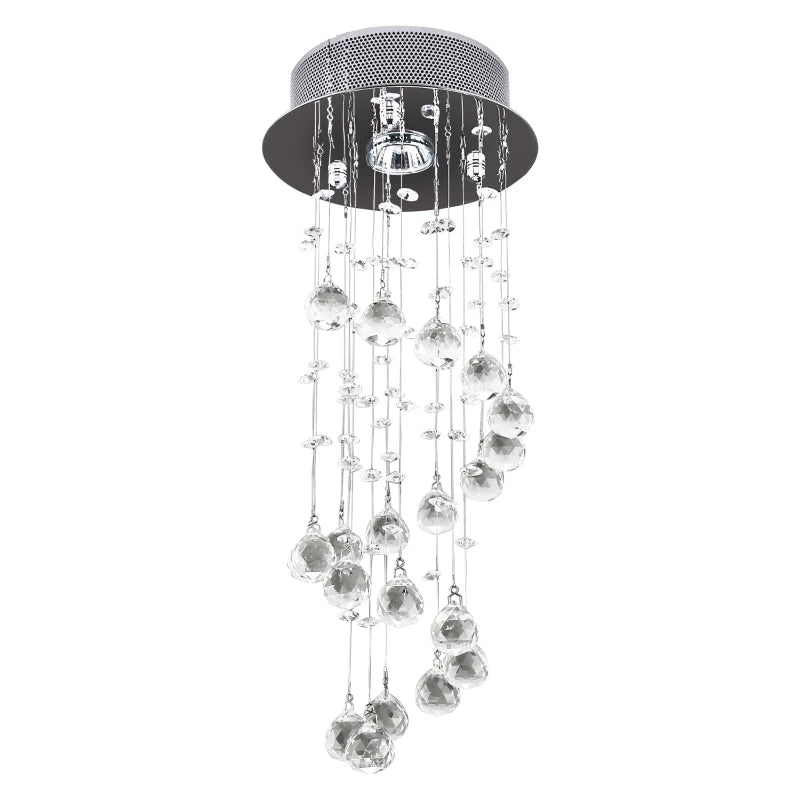 Spiral Rain Drop Crystal Chandelier Pendant Light - Silver