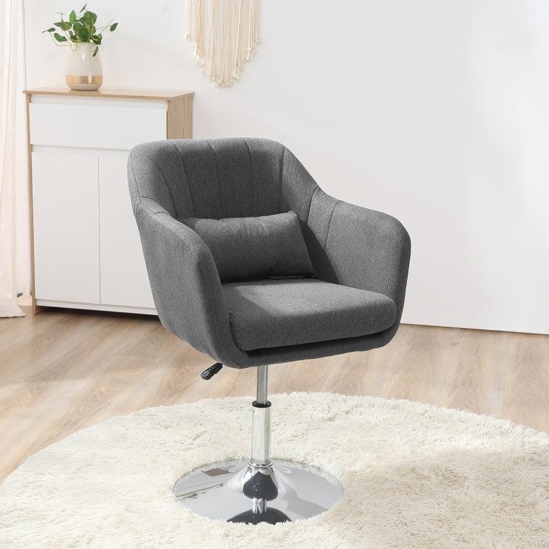 Dark Grey Swivel Accent Chair with Adjustable Height and Lumbar Support