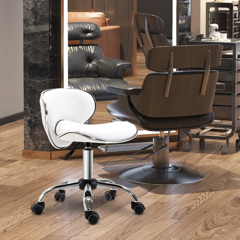 White Adjustable Swivel Salon Chair for Spa and Technician