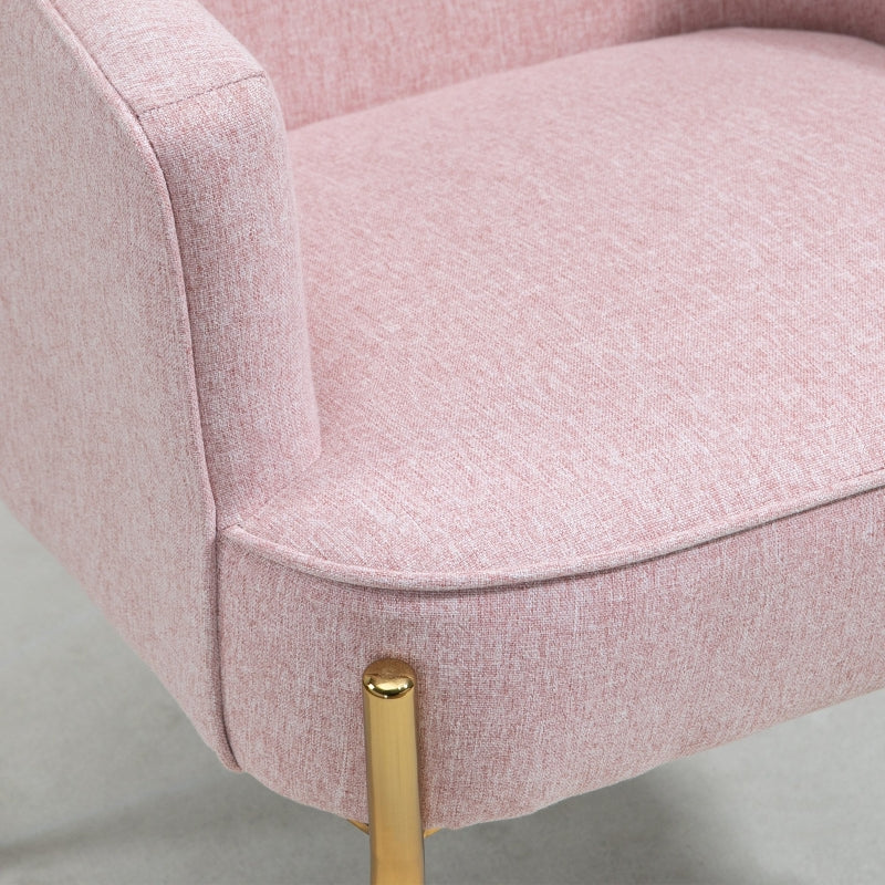 Modern Pink Fabric Accent Chair with Metal Legs