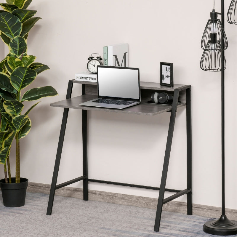 Grey Home Office Writing Desk with Storage Shelf 84x45cm