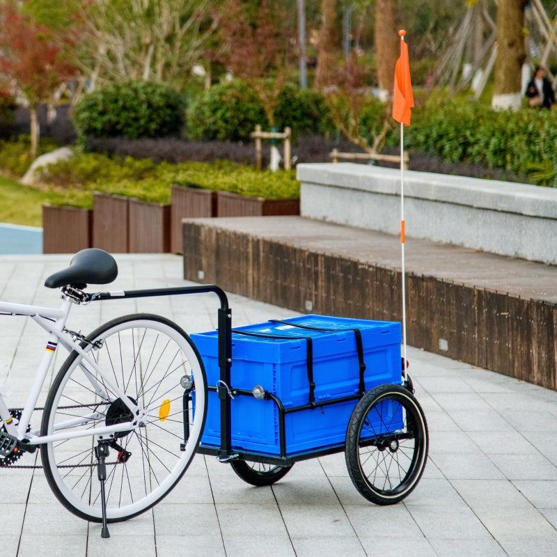 Blue Bike Cargo Trailer with 65L Foldable Storage Box and Reflectors