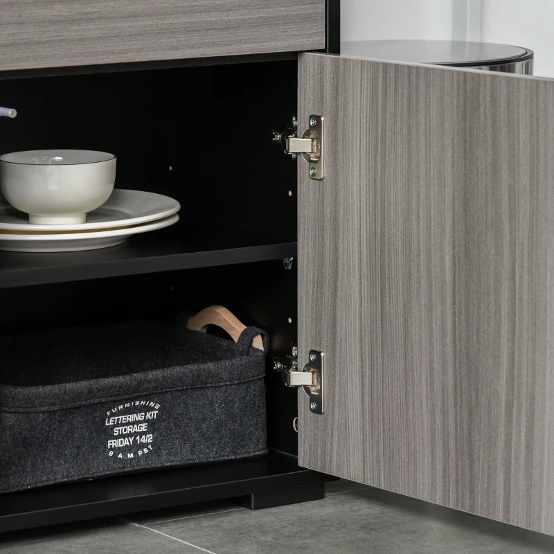 Modern 2-Drawer Side Cabinet in Light Grey and Black