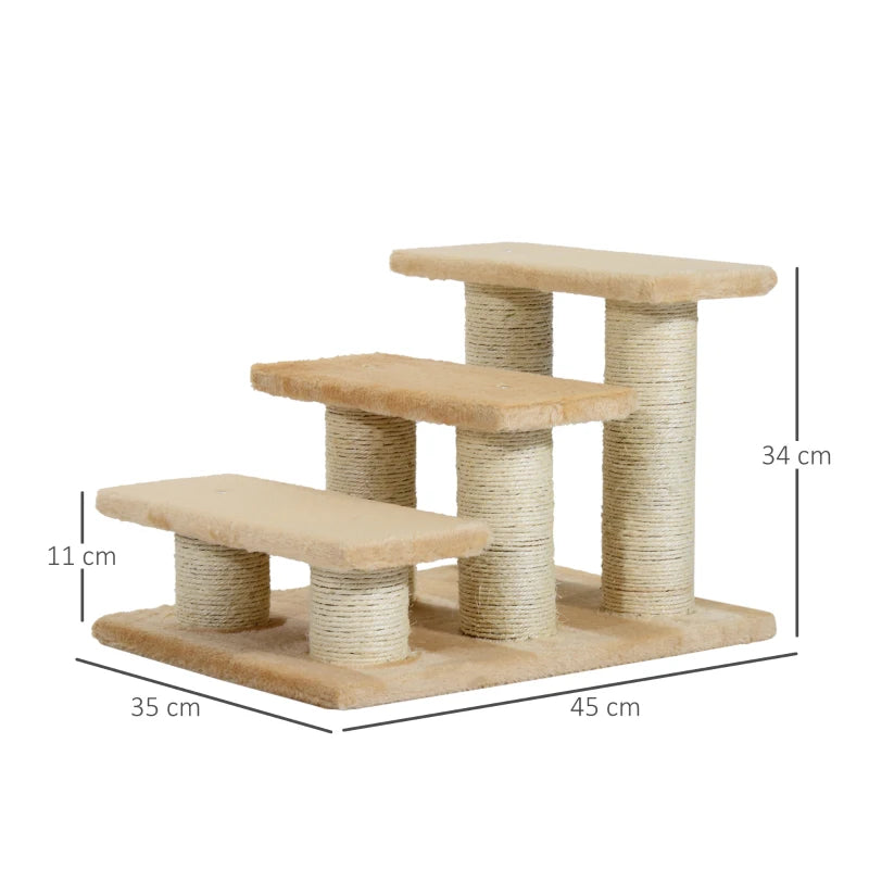 Beige 3-Tier Cat Scratch Stair Tree